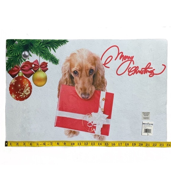 Holiday Doormat Puppy Dog Christmas Decor Rectangle 16 X 24 In Multicolor - Picture 2 of 16